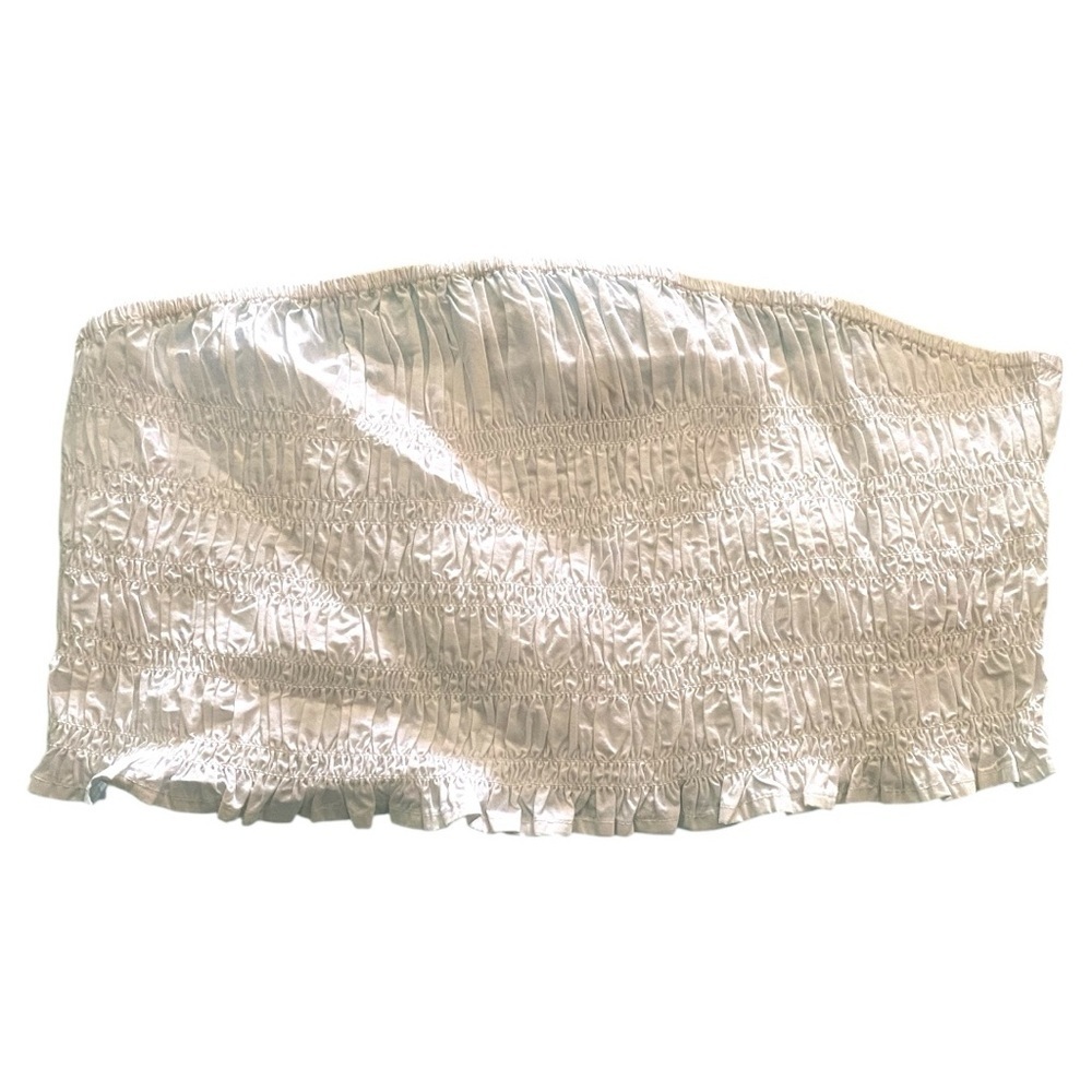 The drop women’s White Smocked Ruffled Crop Top